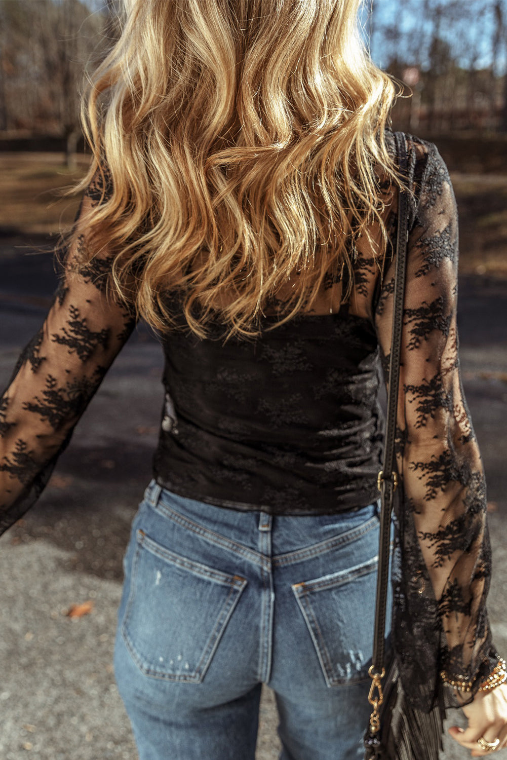 Black Mesh & Crochet Blouse