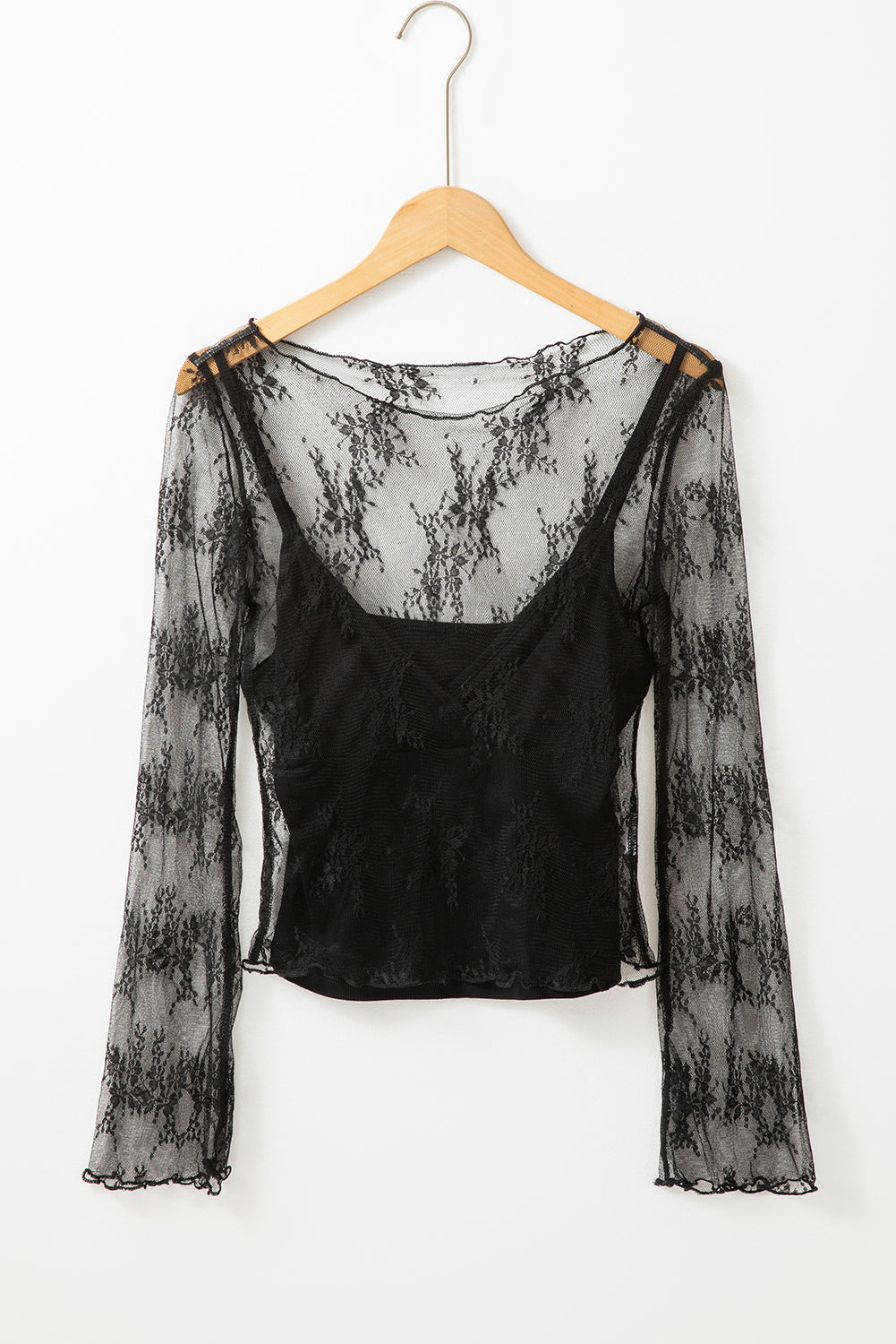 Black Mesh & Crochet Blouse