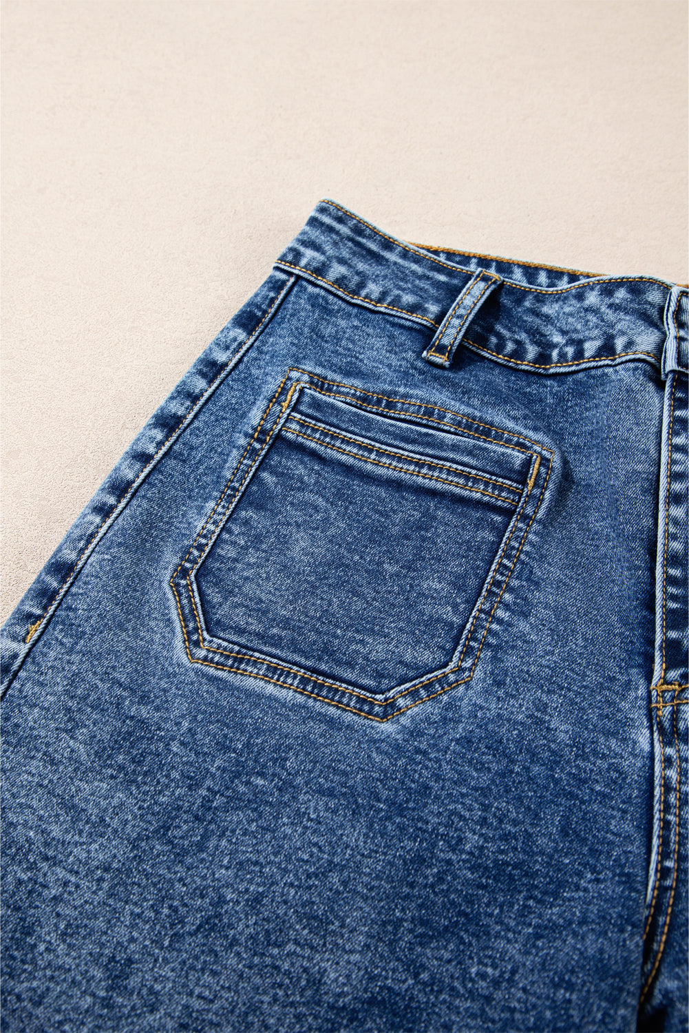 Patch Pocket Straight Leg Loose Jeans