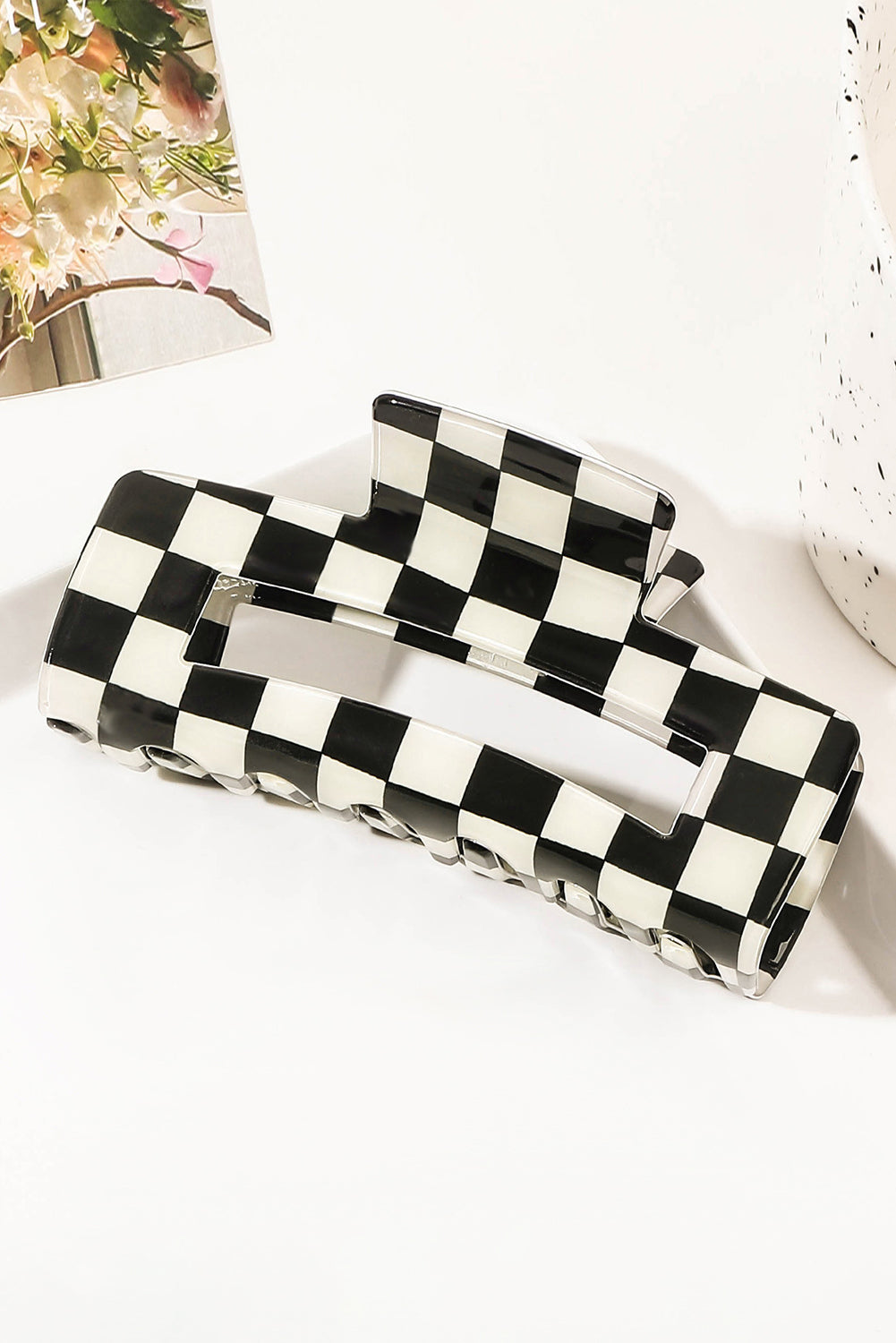 Black Checkered Hair Claw