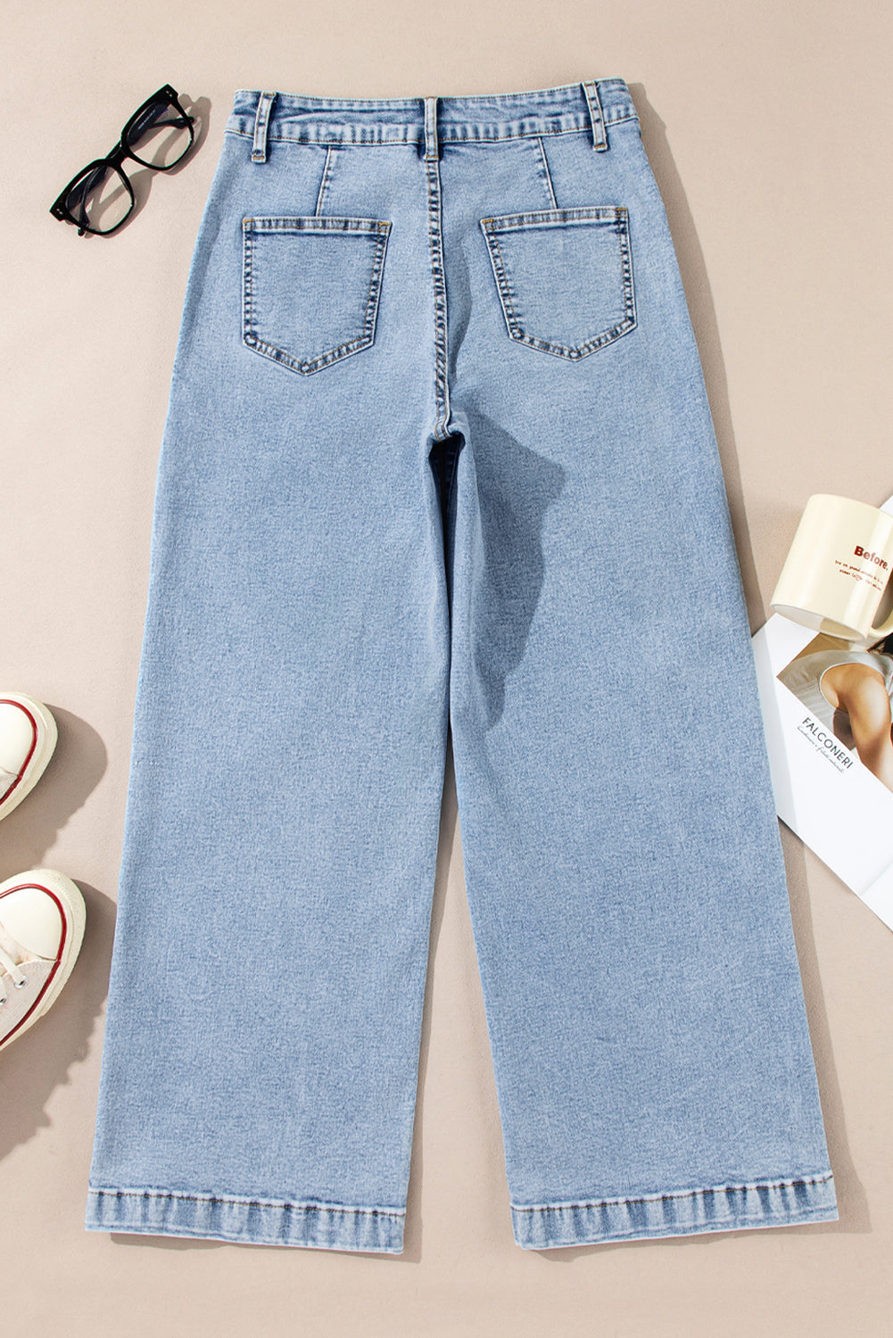 Patch Pocket Straight Leg Loose Jeans