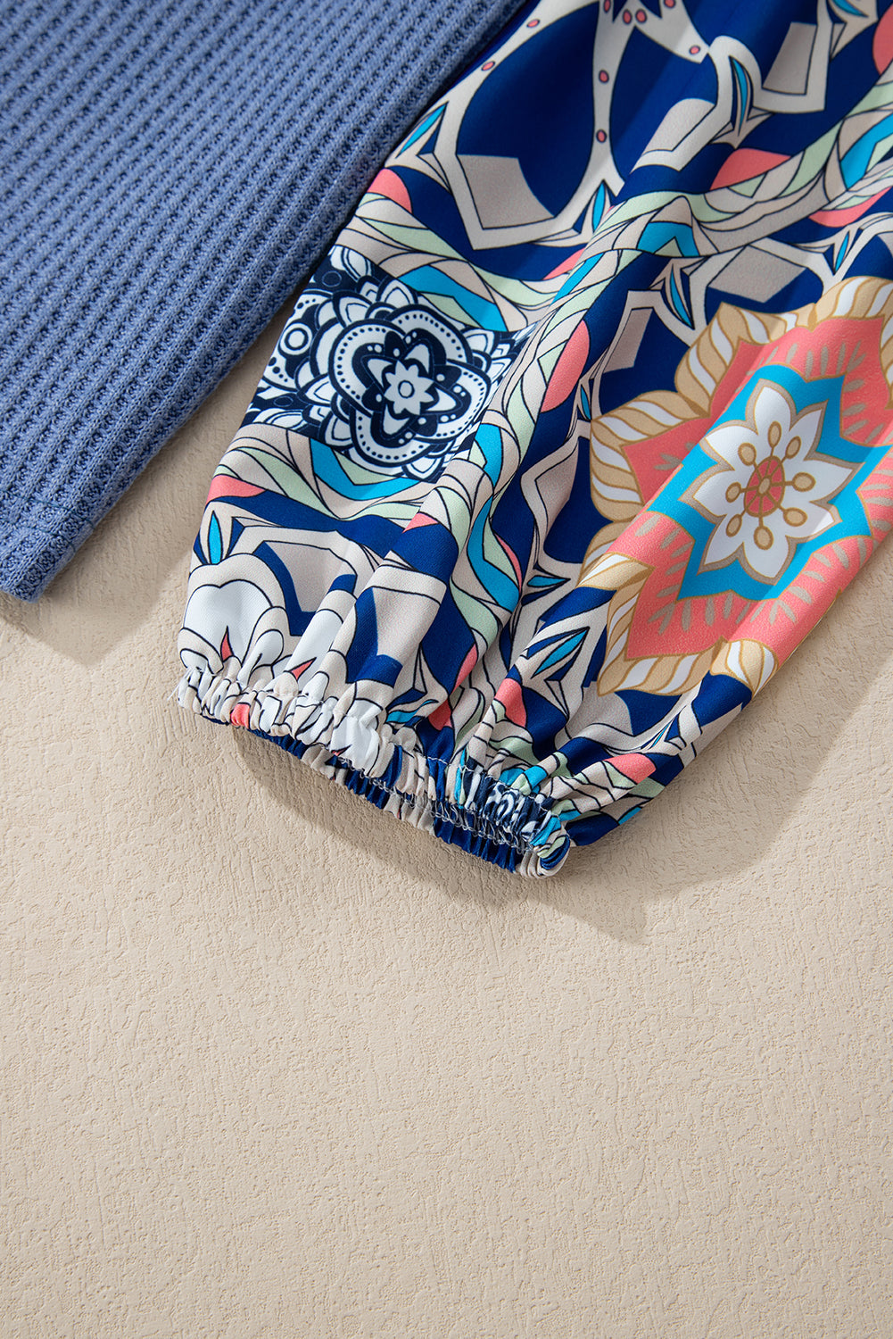 Waffle Floral Sleeve Top