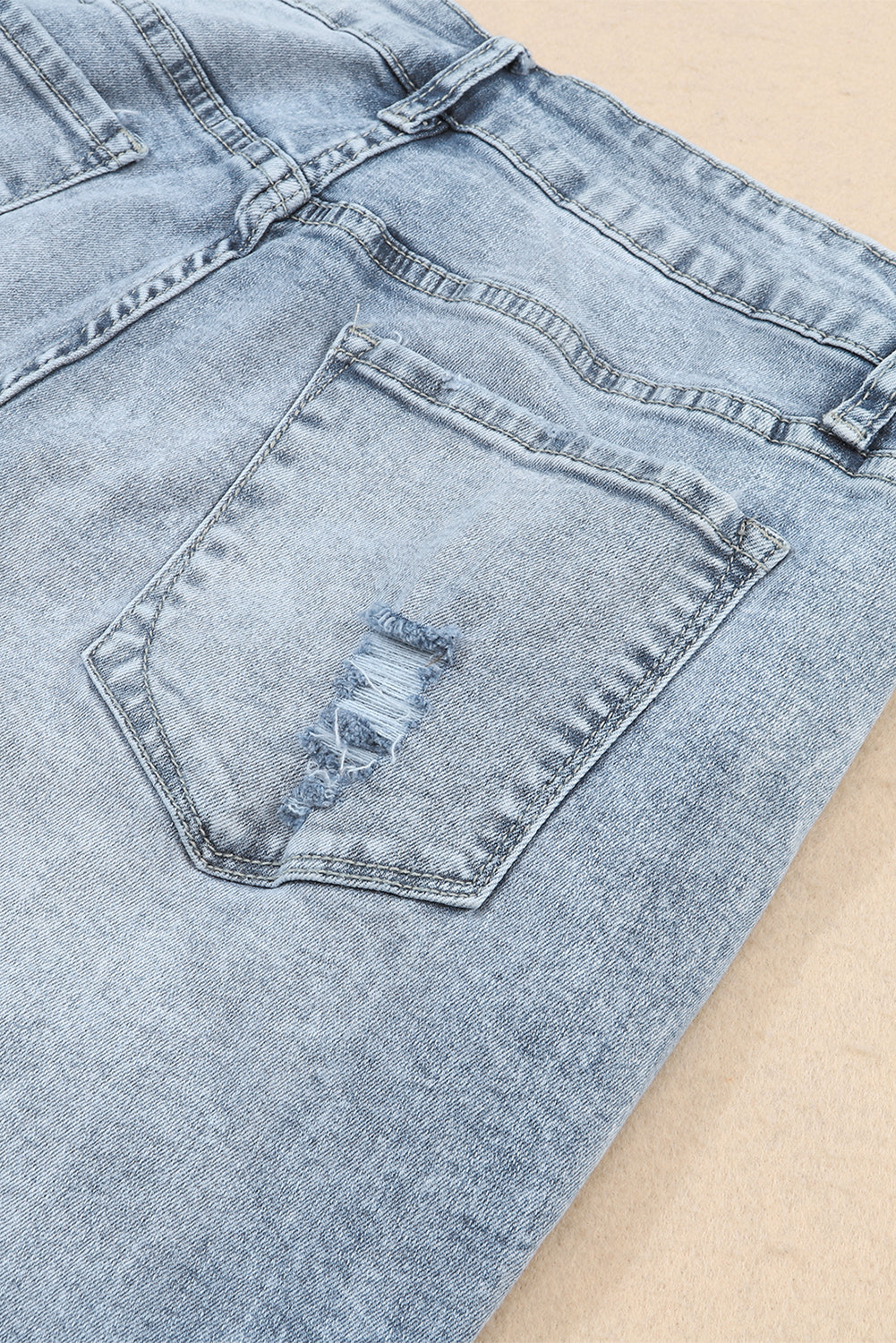 High Waist Frayed Hem Destructed Slim Jeans