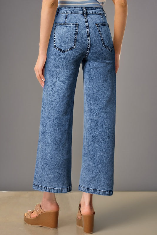 Patch Pocket Straight Leg Loose Jeans