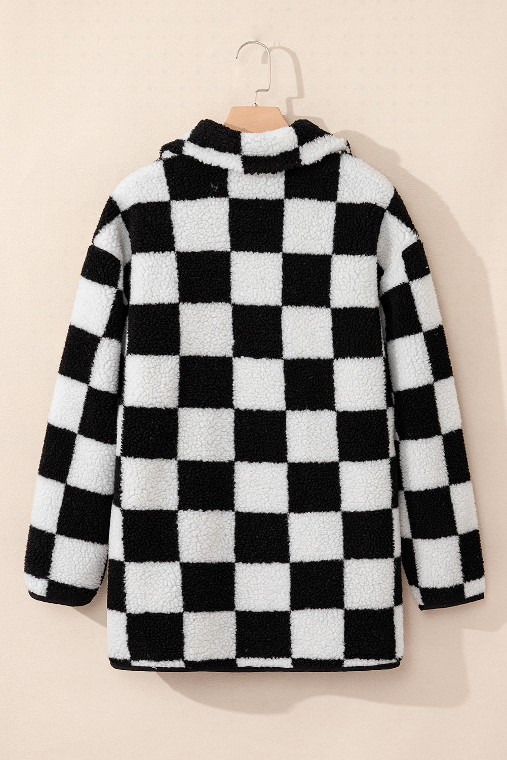 Checkered Buttoned Fleece Jacket