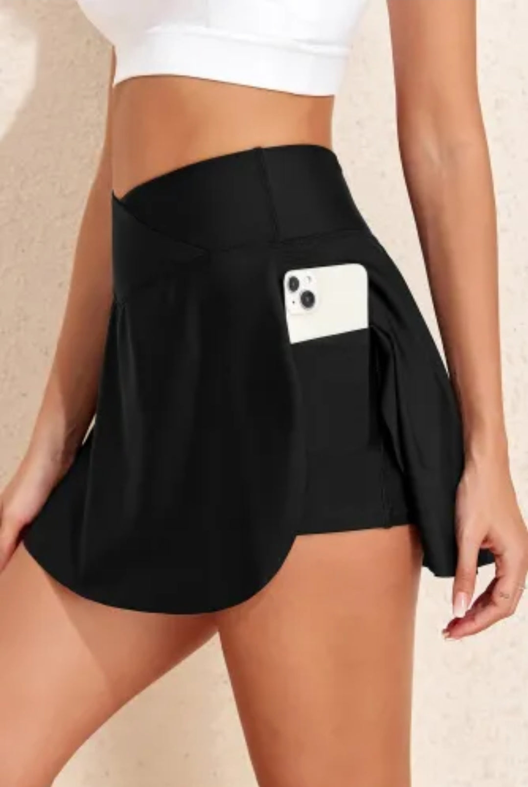 Black Tummy Control Cross Waist Skorts