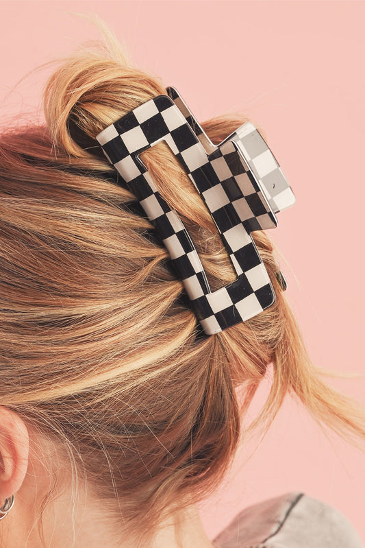 Black Checkered Hair Claw