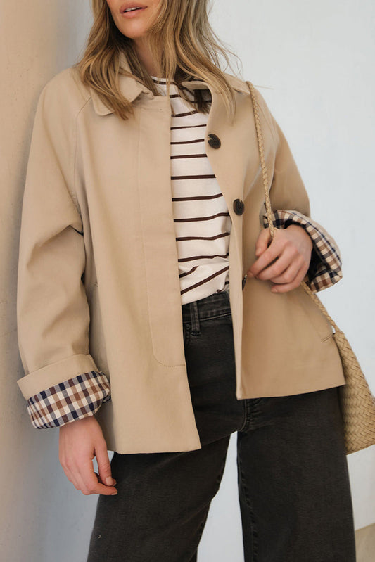 Plaid Lined Collar Trench