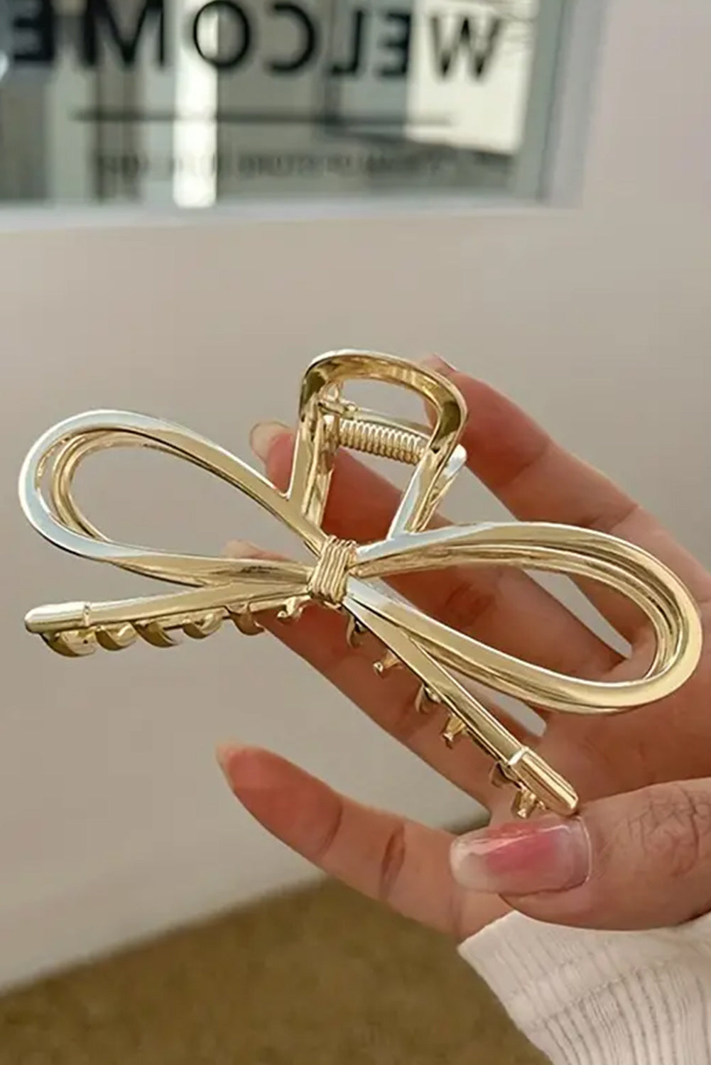 Gold Bow Hair Claw Clip