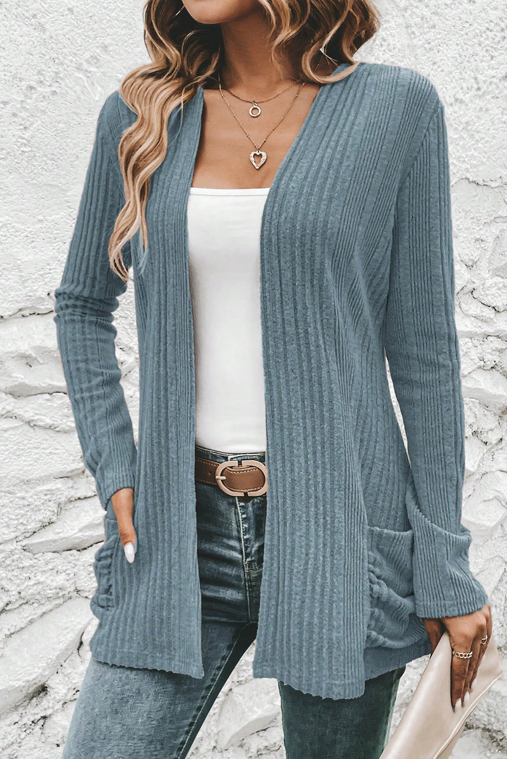 Stone Blue Ribbed Jacket