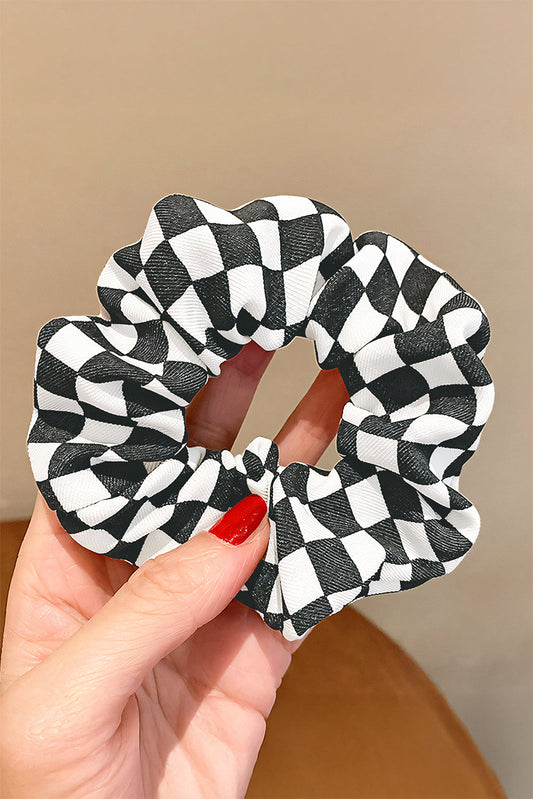 Black Checkered Hair Scrunchie